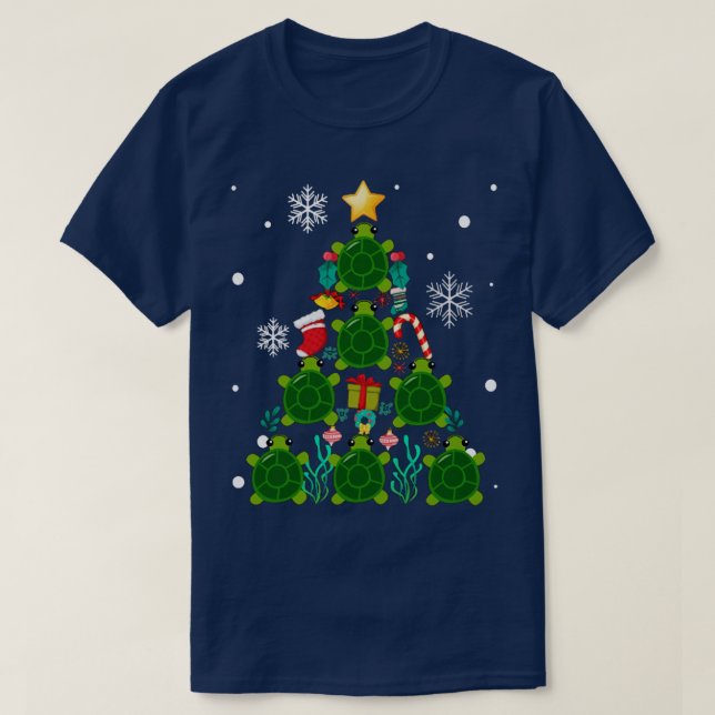 Sea Turtle Christmas Tree Happy Holidays christmas T-Shirt (Design Front)