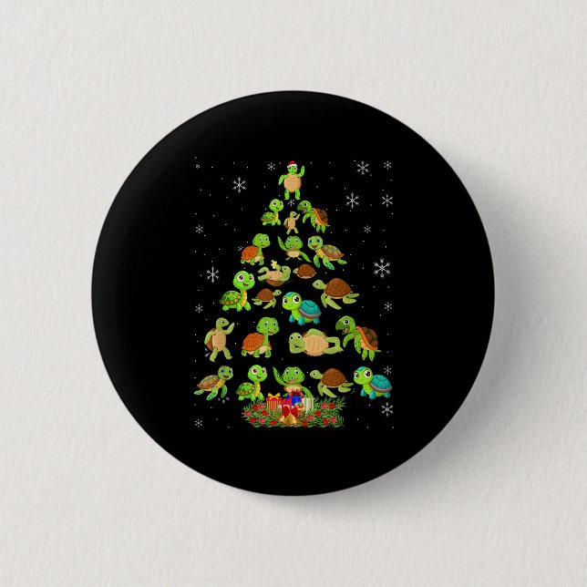 Sea Turtle Christmas Tree Matching Family Xmas Tre 2 Inch Round Button (Front)