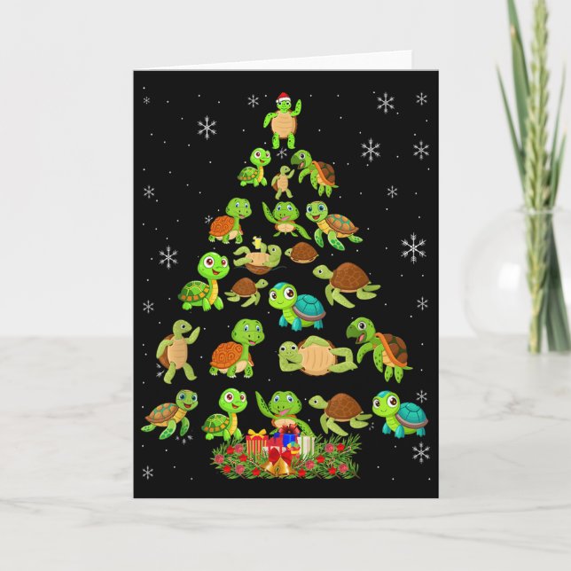 Sea Turtle Christmas Tree Matching Family Xmas Tre Card (Front)