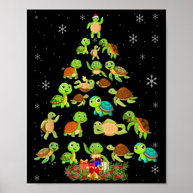 Sea Turtle Christmas Tree Matching Family Xmas Tre Poster (Front)