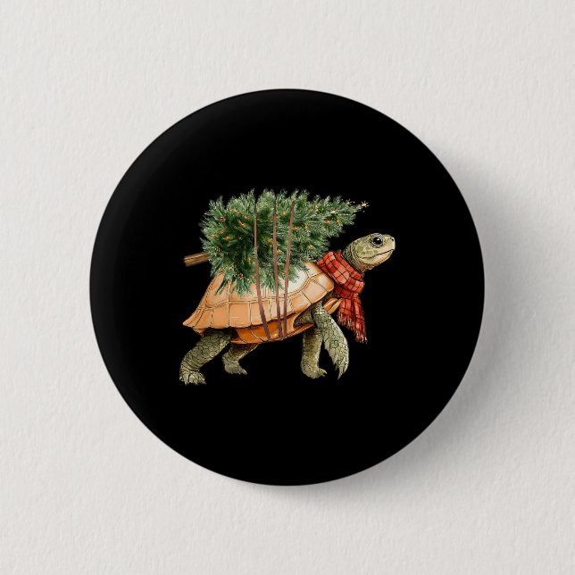 Sea Turtle Christmas Tree Turtle Beach Lover Ocean 2 Inch Round Button (Front)