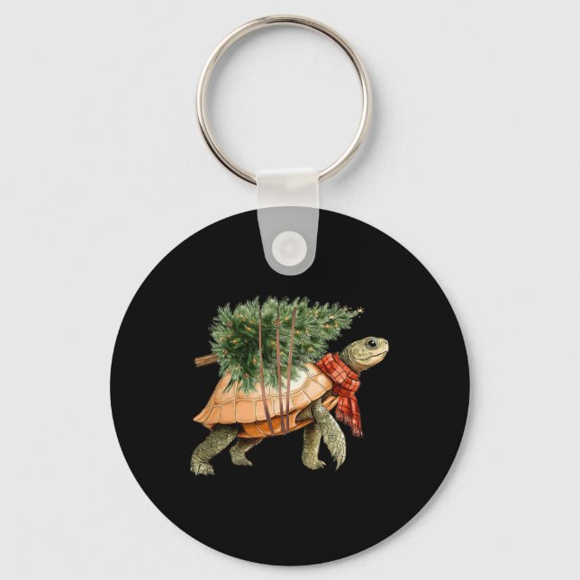 Sea Turtle Christmas Tree Turtle Beach Lover Ocean Keychain (Front)