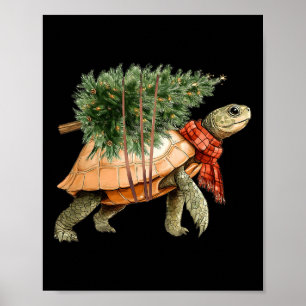 Sea Turtle Christmas Tree Turtle Beach Lover Ocean Poster