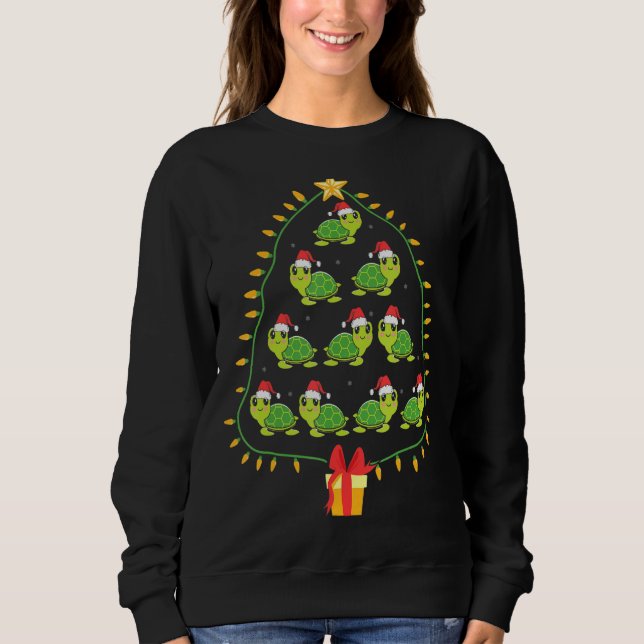 Sea Turtle Christmas Tree  Turtle  Xmas Pyjamas Sweatshirt (Front)