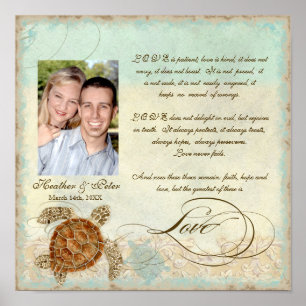 Sea Turtle Coastal Beach - Wedding Personalized Poster