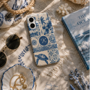 Sea Turtle Coastal Monogram  iPhone 16 Case