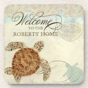 Sea Turtle Coastal Shore - Welcome to the Beach Coaster