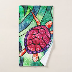 Sea Turtle Colorful Tropical Hand Towel