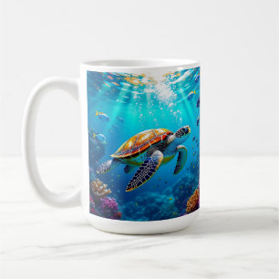 Sea Turtle Colorful Underwater Scene   Coffee Mug