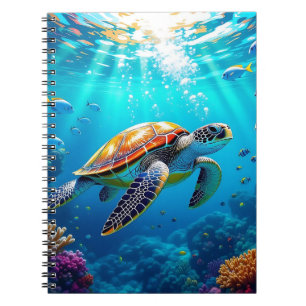 Sea Turtle Colorful Underwater Scene Notebook