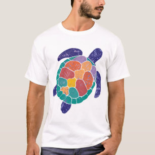 Sea Turtle Colourful Distressed Style Turtle T-Shirt