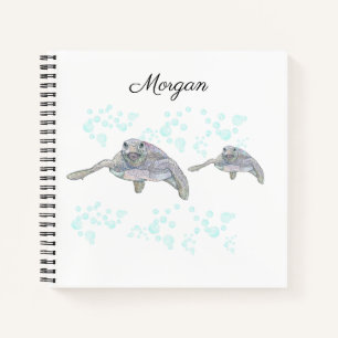 Sea Turtle Colourful Original Drawing Personalized Notebook
