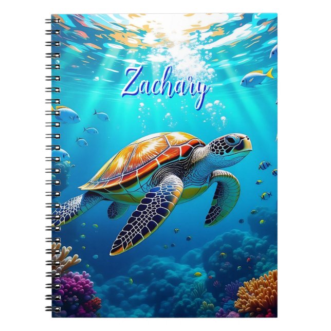 Sea Turtle Colourful Underwater Scene   Notebook (Front)