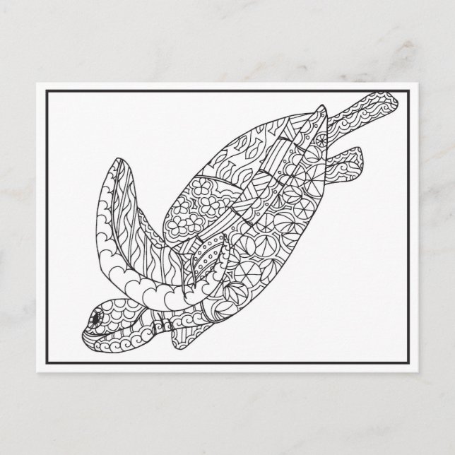 Sea Turtle Colouring Postcard (Front)