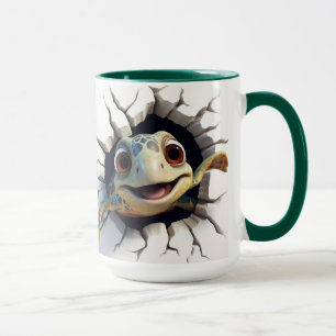 Sea turtle coming out of wall mug