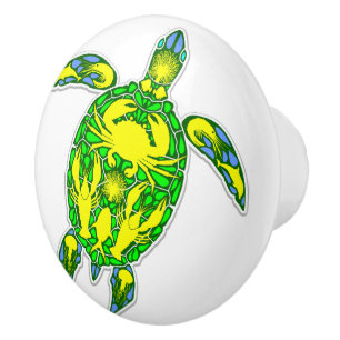 Sea Turtle Coral Reef Marine Life Symbol Ceramic Knob