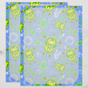 Sea Turtle Coral Reef Marine Life Symbol  Letterhead