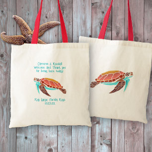 Sea Turtle Custom Text Wedding Welcome Tote Bag