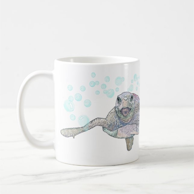 Sea Turtle Cute Colourful Childrens Illustration Coffee Mug (Left)
