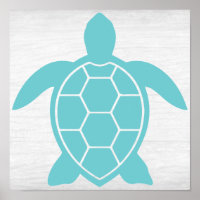 Sea Turtle Design in Ocean Seafoam Green Blue
