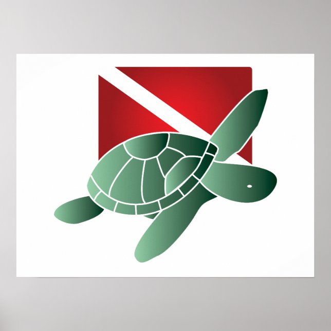 Sea Turtle Dive Flag Poster (Front)
