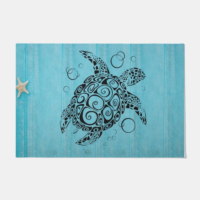 Sea Turtle doormat, Coastal doormat, Beach House Doormat (Front)