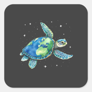 Sea Turtle Earth Day 2025 Sea Animals Square Sticker