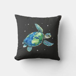 Sea Turtle Earth Day 2025 Sea Animals  Throw Pillow