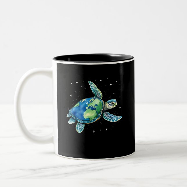 Sea Turtle Earth Day 2025 Sea Animals  Two-Tone Coffee Mug (Left)