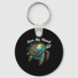 Sea Turtle Earth Day Save My Planet Mother Earth Keychain