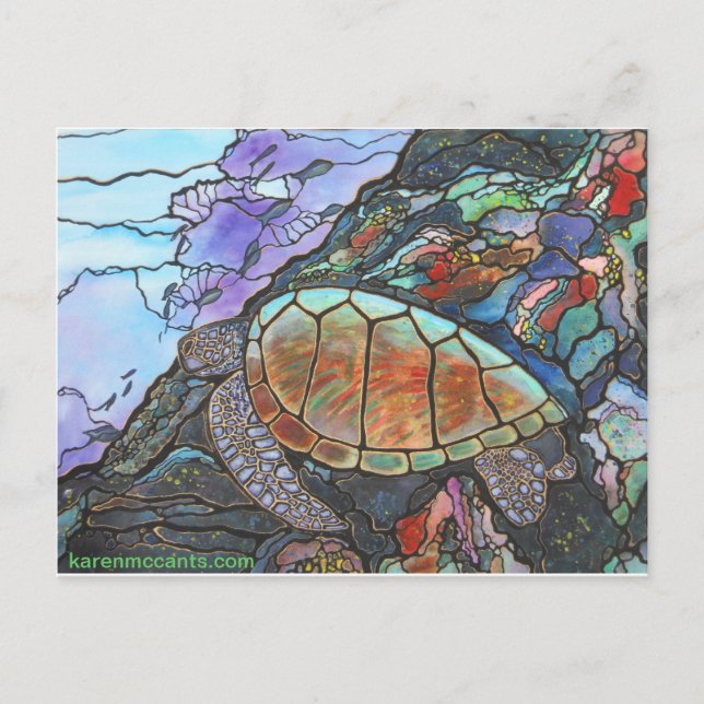 Sea Turtle Fantasy Coral Reef Postcard (Front)