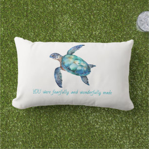 Sea Turtle Fearfully & Wonderfully Made Outdoor Lumbar Pillow