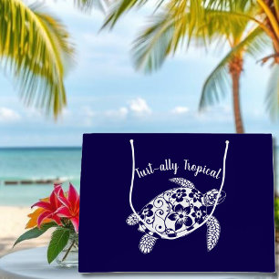 Sea Turtle-Fisherman Core-Hawaiian-Dark Blue Large Gift Bag