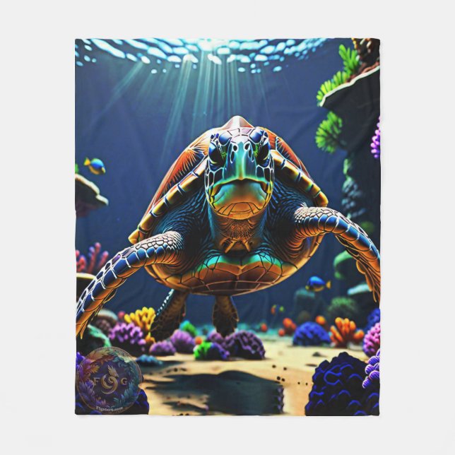 Sea Turtle Fleece Blanket (Front)