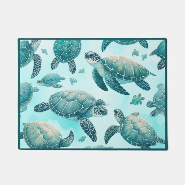 Sea Turtle Friends Doormat (Front)