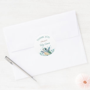 Sea Turtle Gender Neutral Baby Shower Thank You Classic Round Sticker