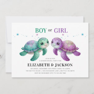 Sea Turtle Gender Reveal Invitation
