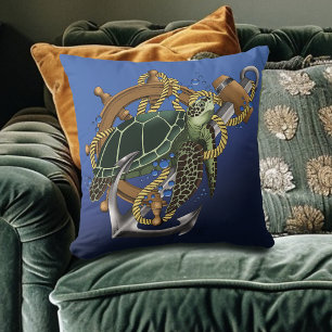  Sea Turtle Green Blue Throw Pillow