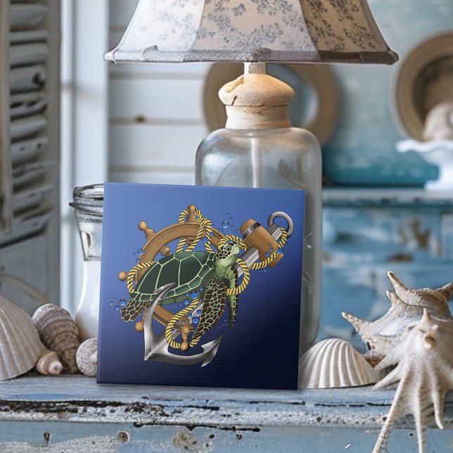 Sea Turtle Green Blue Tile (Creator Uploaded)
