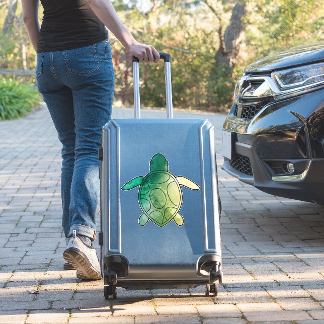 Sea Turtle green watercolor (Suitcase Insitu)