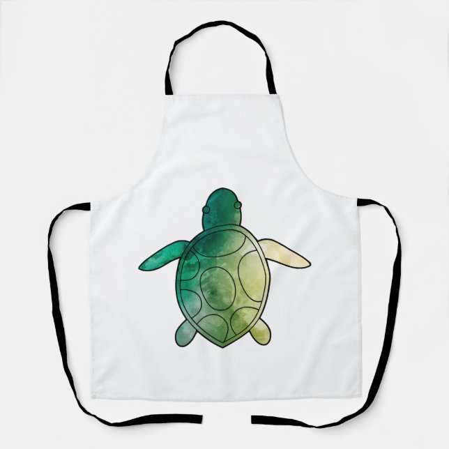 Sea Turtle green watercolor Apron (Front)