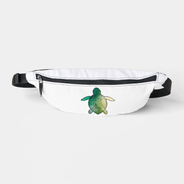 Sea Turtle green watercolor Fanny Pack (Front)