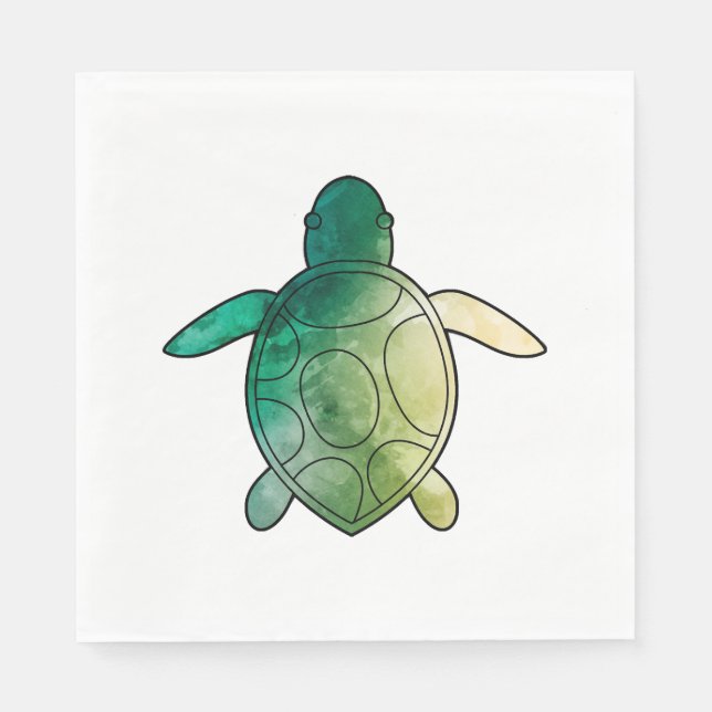 Sea Turtle green watercolor Napkin (Front)
