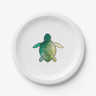 Sea Turtle green watercolor Paper Plate
