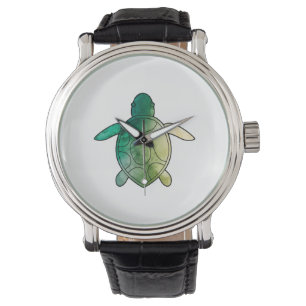Sea Turtle green watercolor Watch