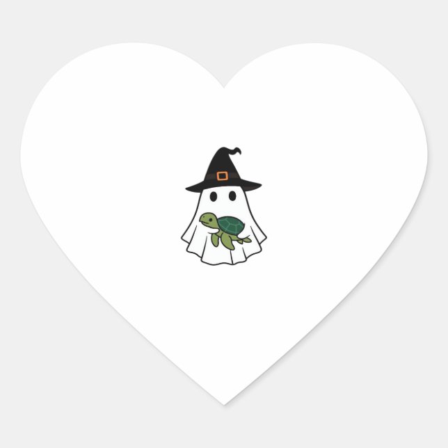 Sea Turtle Halloween Ghost Witch Hat Animal Lovers Heart Sticker (Front)
