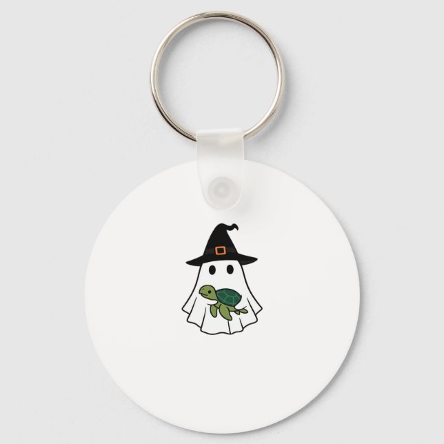 Sea Turtle Halloween Ghost Witch Hat Animal Lovers Keychain (Front)