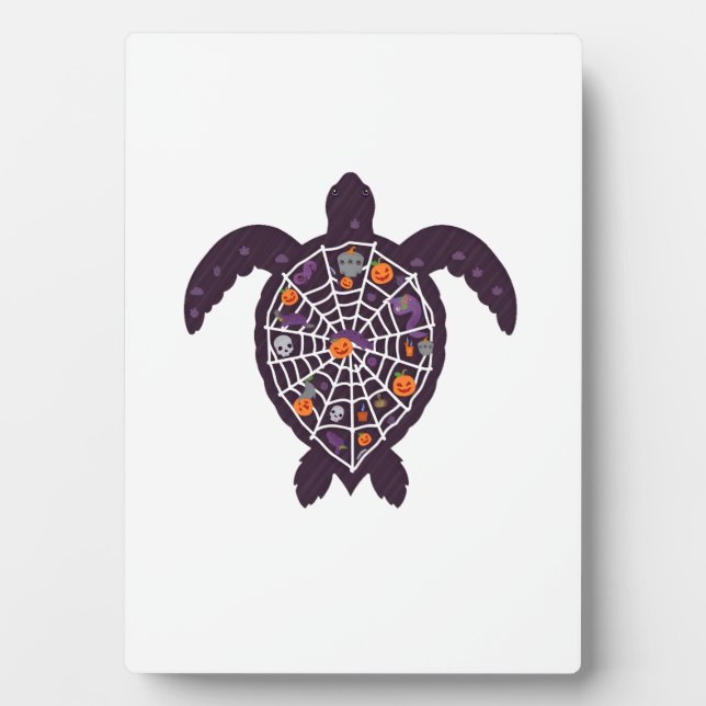 Sea Turtle Halloween Spider-web Pumpkin Ghost Hall Plaque (Front)