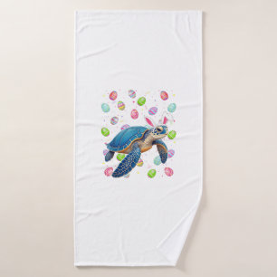 Sea Turtle Happy Easter Egg Hunt Bunny Ear Sea Tur Bath Towel