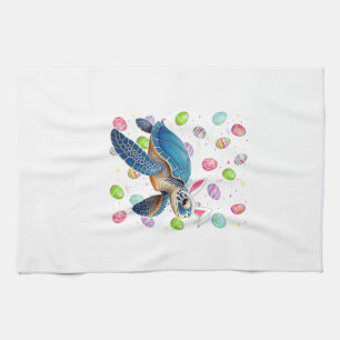 Sea Turtle Happy Easter Egg Hunt Bunny Ear Sea Tur Kitchen Towel